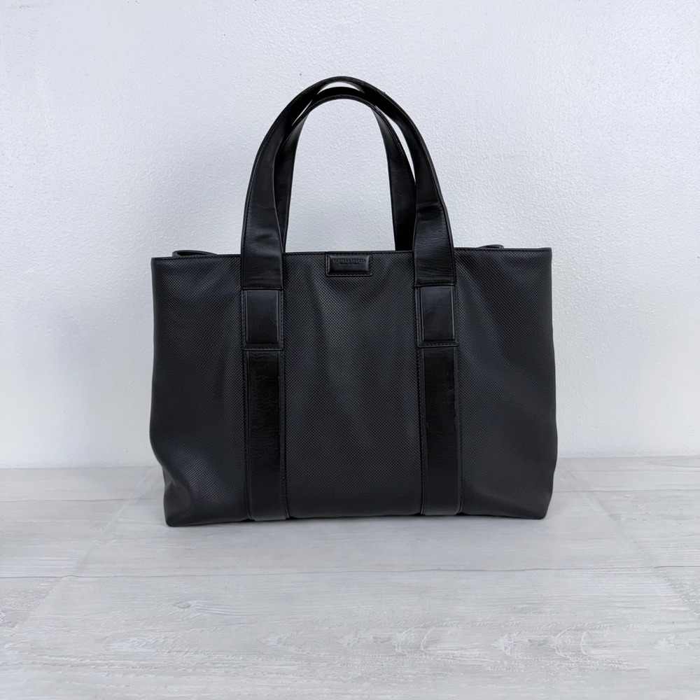 Bottega Veneta Tote Bag L Black Textured Leather Trim Luxury Travel Work Classic